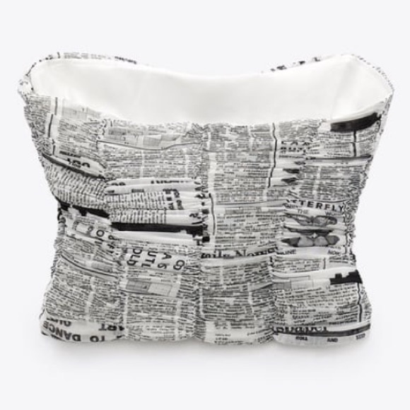 ZARA Newspaper Print Crop Top - Picture 10 of 13